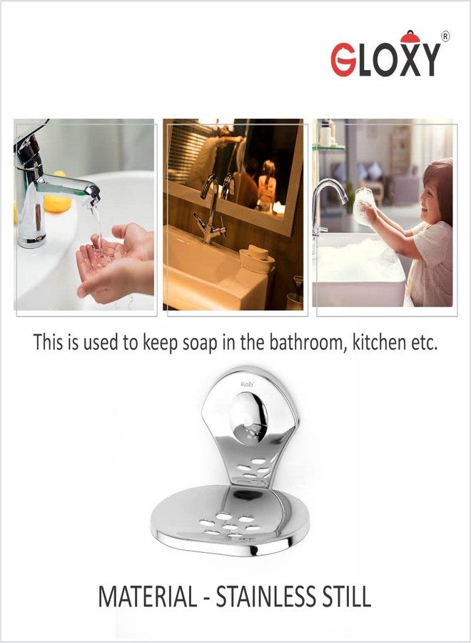 GLOXY ENTERPRISE Wall Mount Stainless Steel Oval Shape Single Soap Holder for Bathroom, Soap Stands for Bathroom Wall/Soap Tray for Bath Dish Bathroom Accessories and Fittings Rust Free - Image 2